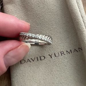 David Yurman Sterling Silver and Diamond Crossover Ring size 5